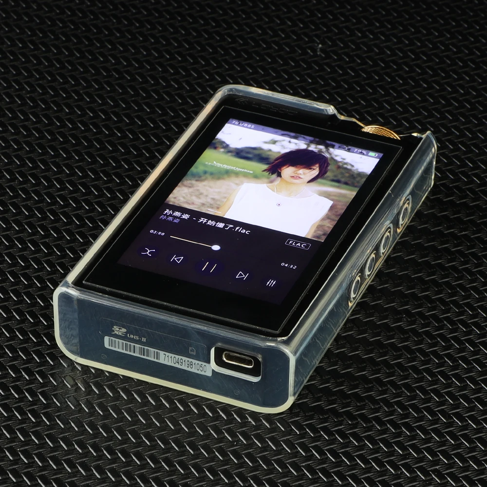 Capa protetora TPU para Lotoo Paw, Crystal Clear Cover, Gold Touch Shell Skin