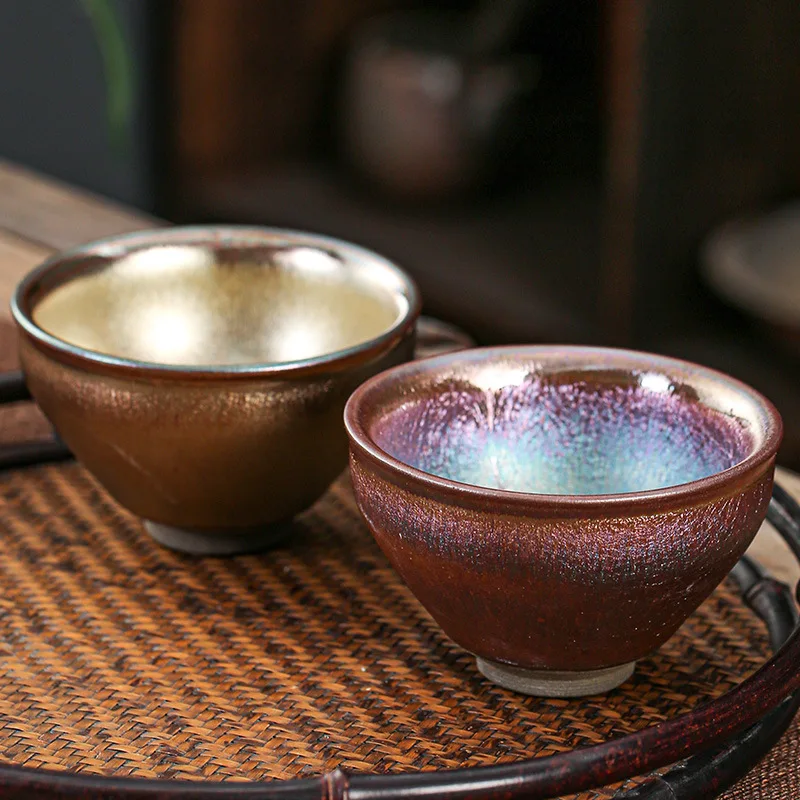 Jianyang Jianzhan Teacup Colored Gold Drops of Oil Tianmuzhan Raw Ore Iron Tire Tea Bowl Kung Fu Tea cup