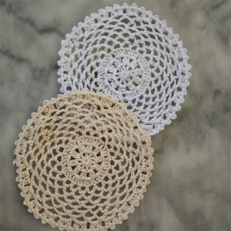 

2024 Modern Lace Cotton Table Place Mat Crochet Coffee Placemat Pad Christmas Coaster Cup Mug Tea Dining New Year Doily Kitchen