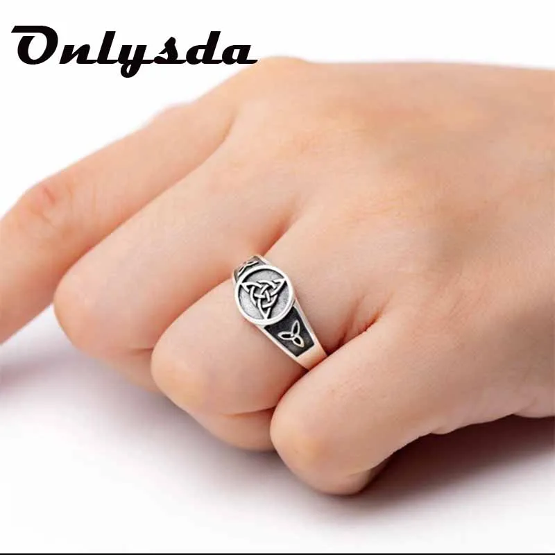 Viking Stainless Steel Celtics Knot Ring Men Nordic Trinity Wedding Rings Womens Band Promise Jewelry