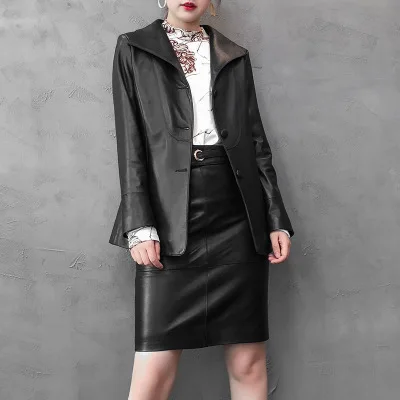 

Top brand Spring 2020 Women Genuine Real Sheep Leather Jacket W11 high quality