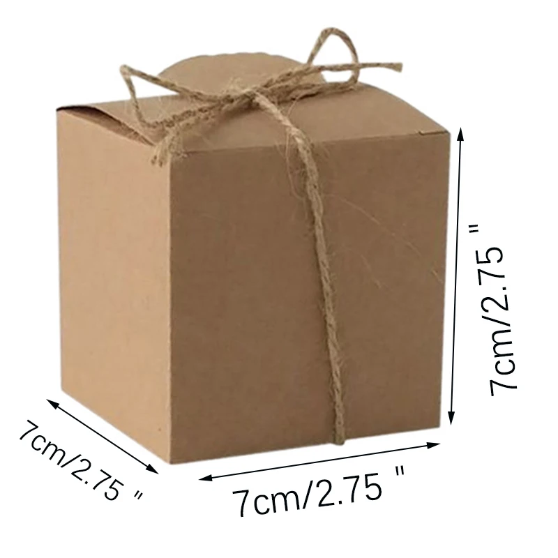 10/20/50Pcs Kraft Paper Candy Boxes with Tag Cardboard Wedding Party Favor Gift Packaging Box With Rope Kid Birthday Decoration