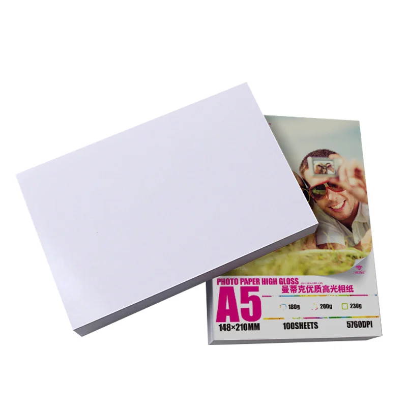 100 Sheets 200gsm Super White Photo Paper A5 Size Single Glossy Inkjet Premium Printer Paper