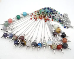 Natural Gem Stone Quartz Crystal tiger eye 7 Chakra Reiki Healing Pendule Pendant Pendulums for Dowsing Divination Men Women