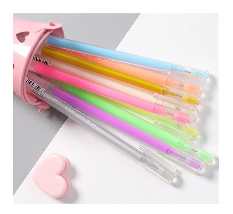 27 PCs Creative Highlight Hand Book Powder Pen Multifunctional Color Neutral Fluorescent Note Number Pen Black Cardboard