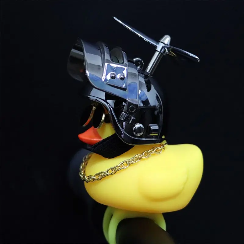 Rubber Duck Toy Car Ornaments Yellow  Dashboard Decorations with Propeller Helmet for Adults, Kids