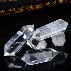 Natural Crystal Clear Quartz Hexagonal Column Crystal Point Mineral Ornament Healing Wand Home Decor DIY Gift Decoration Wicca