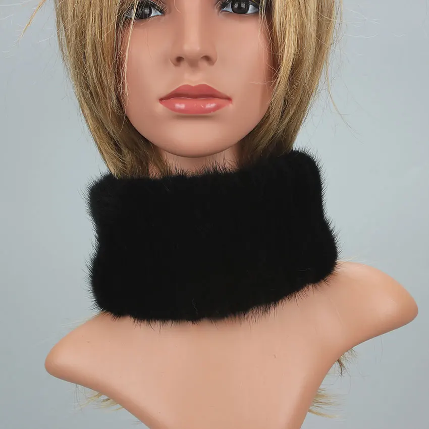 女性用ミンクファースカーフ本物の毛皮の襟ふわふわニットネット暖かい女性用靴ストライプ冬用