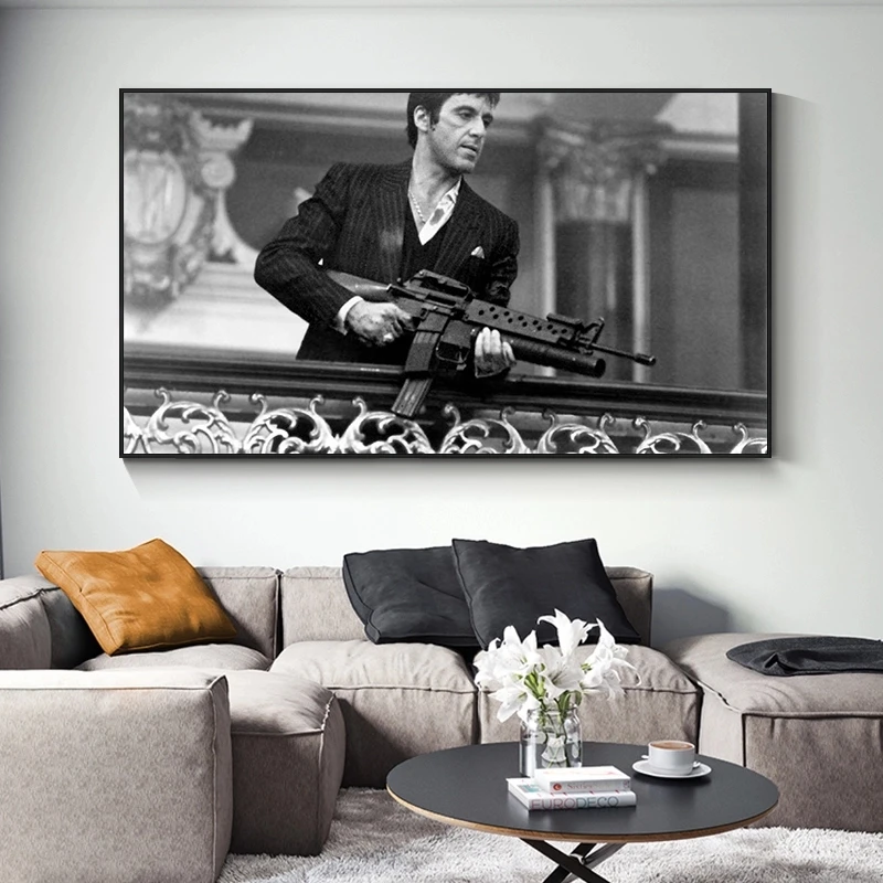 Priest Tony Montana Black and White Canvas Painting Wall Art Nordic Posters and Prints Wall Pictures for Living Room Decoration