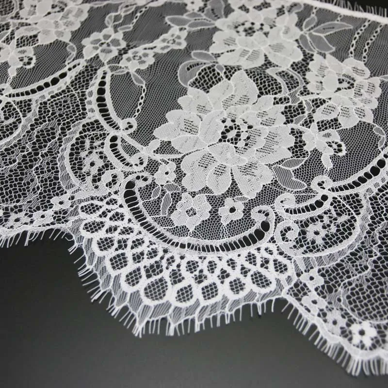 (3 meters/lot) 27cm White eyelash lace fabric Trim Decoration Love Wedding dress accessories