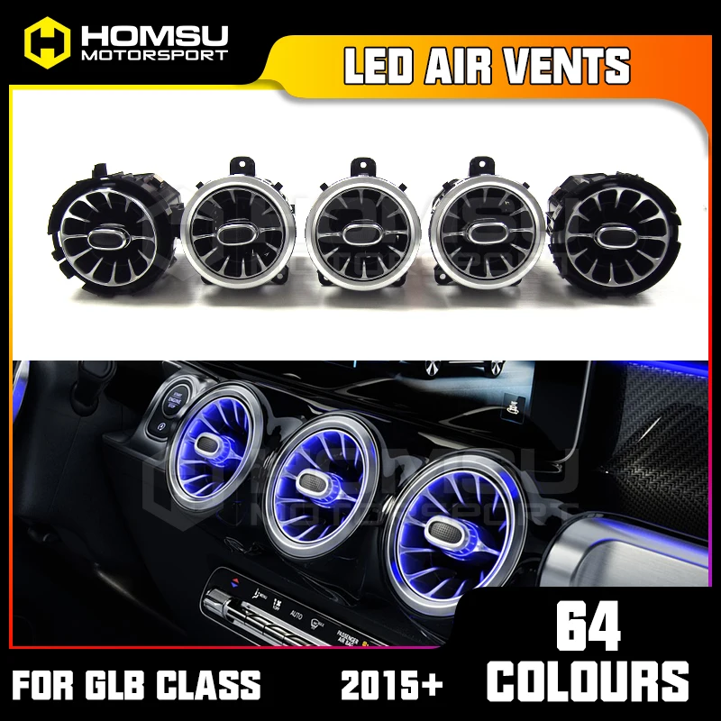 64 colours front LED turbine air vent For MB GLB class LED air condition vent synchronized with ambient light