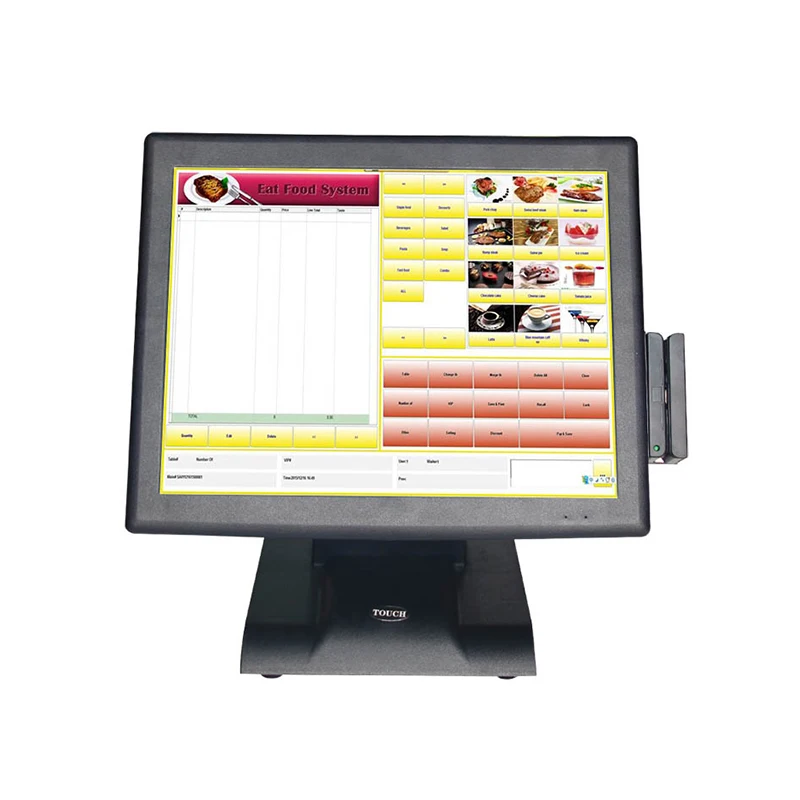 pos system touch15inch resistive touch screen and MSR for restaurant