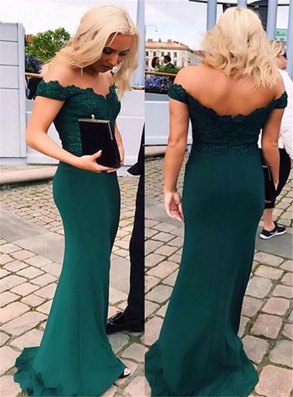 

V-Neck NONE Train Bridesmaid Dresses Applique Gown Lace Chiffon Formal Dresses Mermaid \ Gown