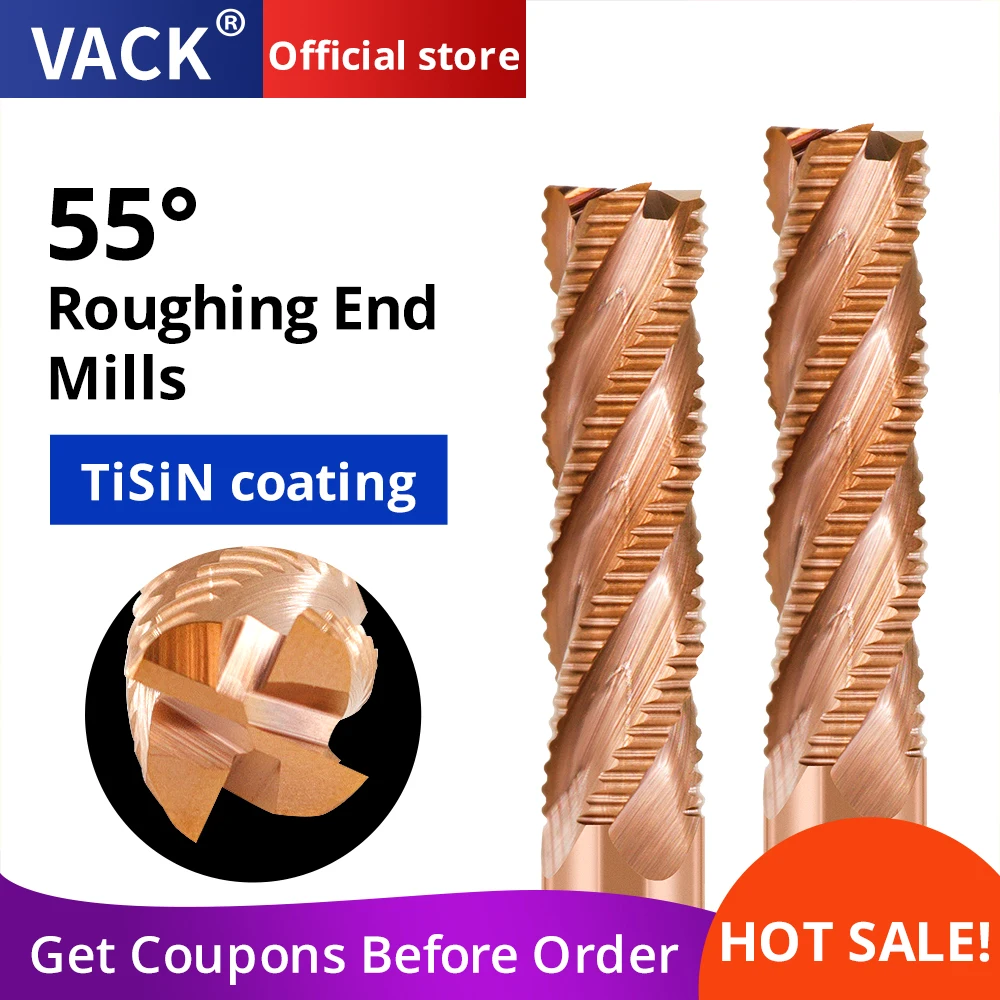Vack Carbide Roughing End Mill Flauta Hrc55 Bits Router mm mm mm 10 mm 12 mm 14 mm 16 mm 18 mm 20 mm Fresa Cnc Aço do Metal