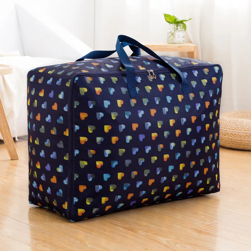 Waterproof Oxford Cloth Quilt Storage Bag Quilt Clothing Finishing Storage Bag Heavy Clothes Floral Storage Baggage Bag 70CM