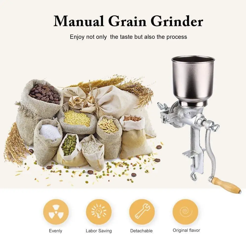 

Manual Corn Grinder Flour Maker Wheat Grain Nut Mill Grinder Crusher Cast Iron Home Kitchen Tool