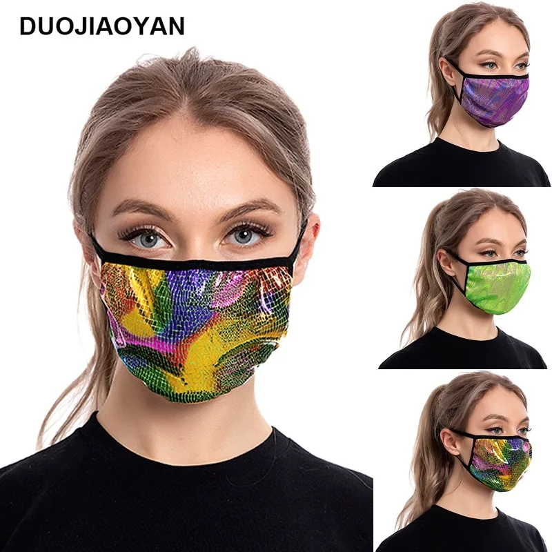 

Sexy Woomen Laser cloth Masks Anti-haze Mask Gold Black Cotton Fashion Masks Party Unisex Shinee Kpop Anti Dust Face Mask