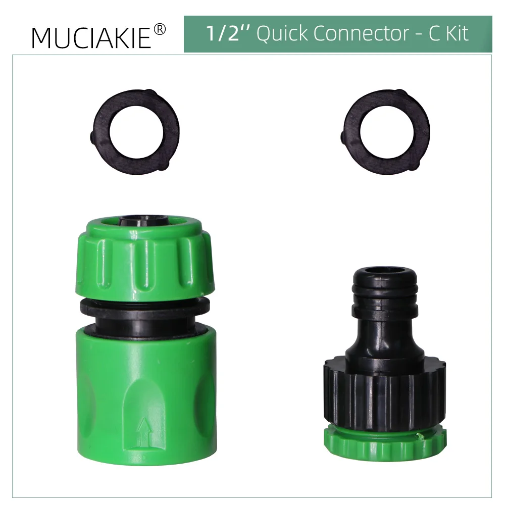 MUCIAKIE Garden Water Hose ABS Quick Connectors 1/2\'\' Tubing Coupling Adapter Joint Extender Set for Irrigation Car Wash Fitting