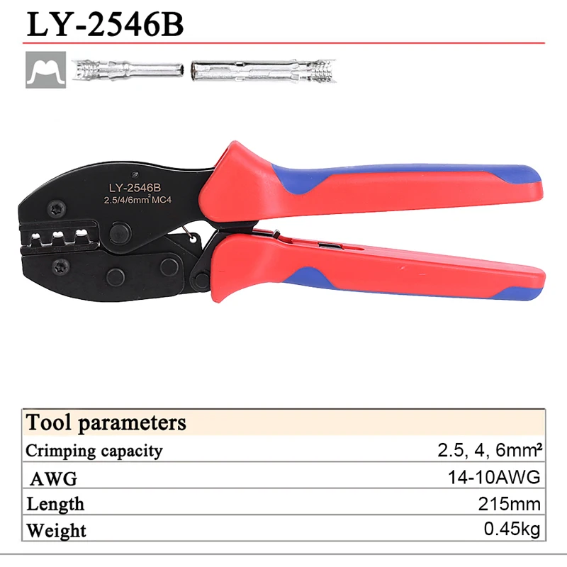 Crimping Pliers Solar Terminal Crimping Tools Crimp Clamp Stripper Hand Tools Set Kits LY-2546B Cable Connector Press Pliers