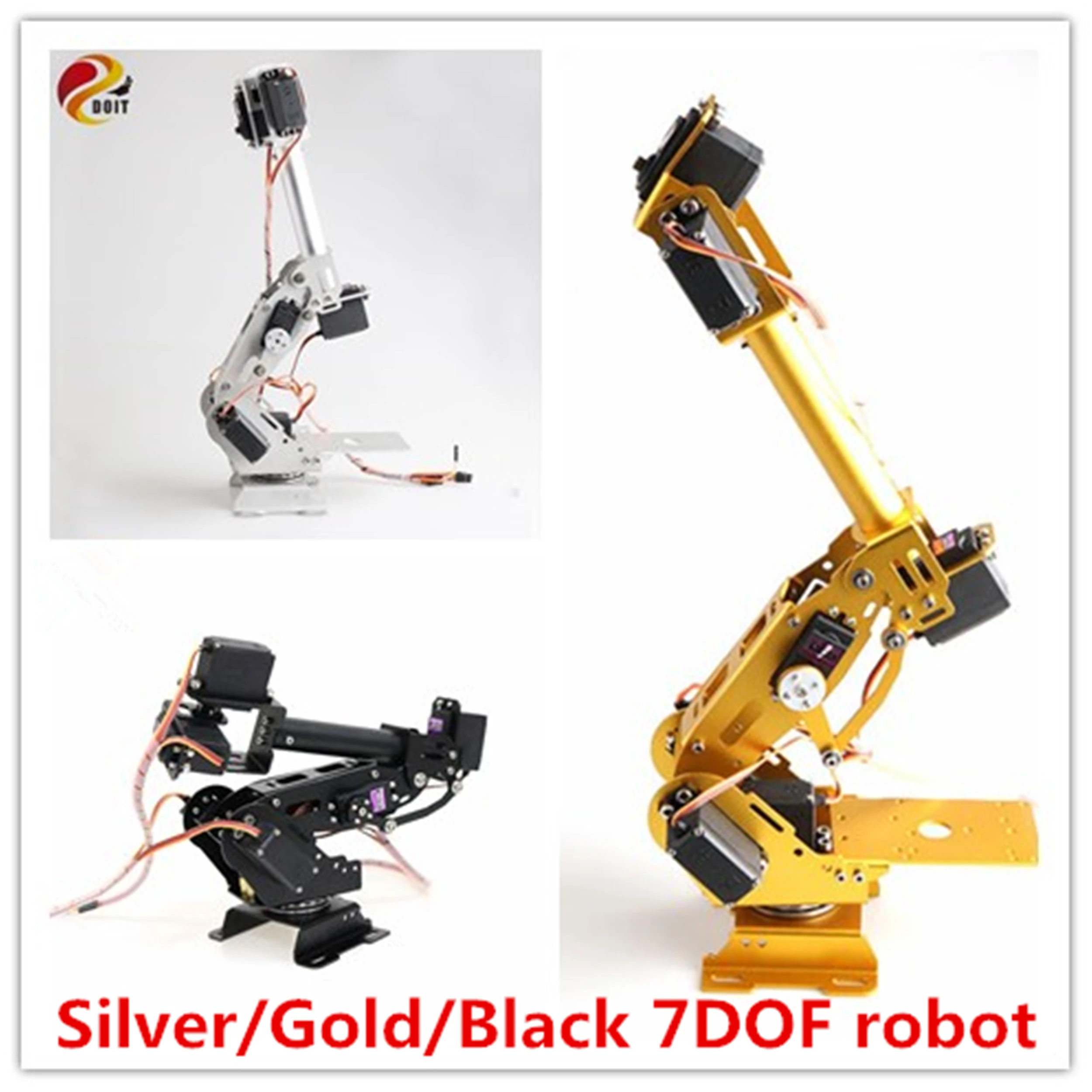 

SZDOIT 7DOF Large Robotic Arm Model Metal 7-Axis Robot Arm with 360 degree Rotating Base 7pcs Metal Gear Servos DIY for Arduino