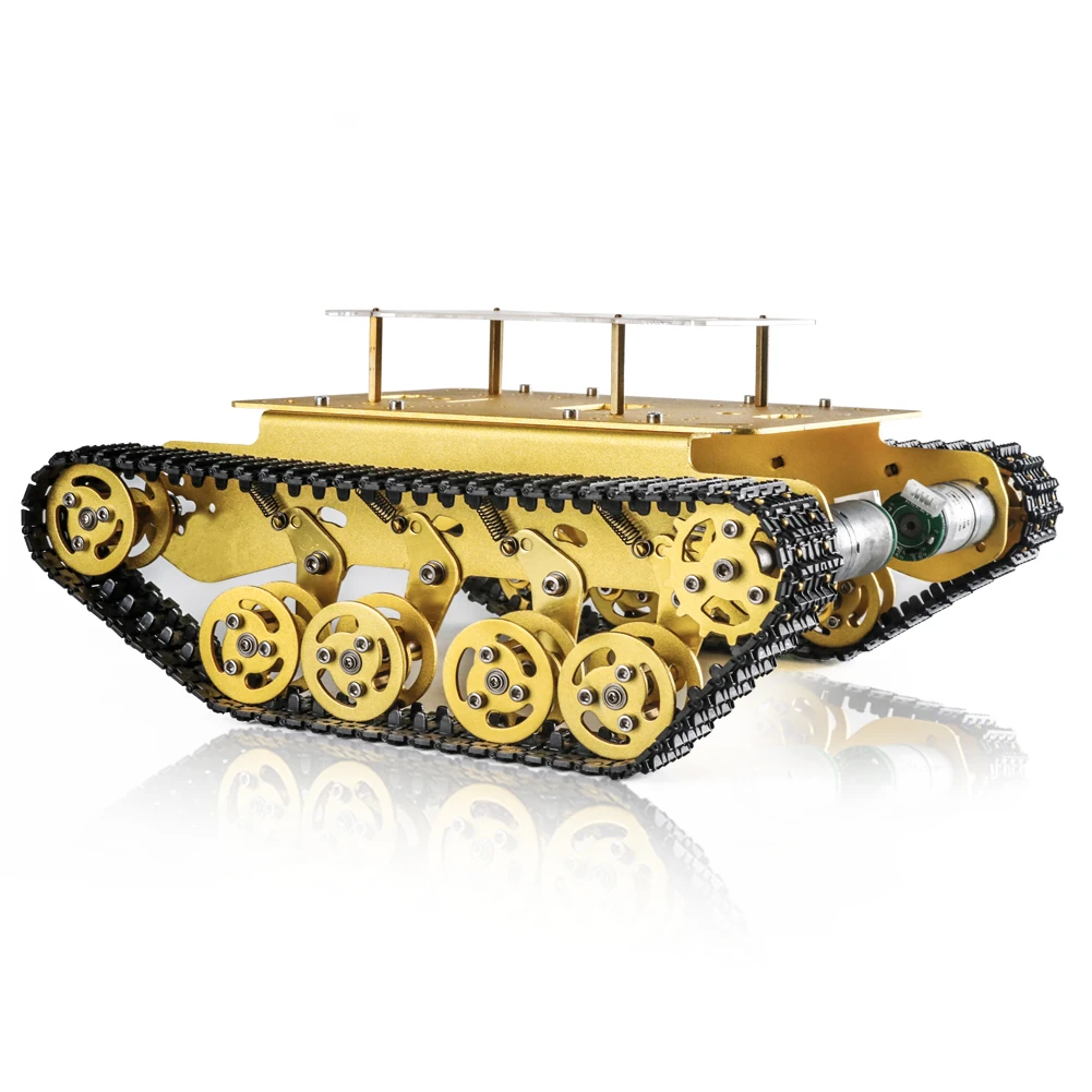 SZDOIT TS100 Metal Tracked RC Robot Tank Chassis Kit with Acrylic Board, Robot Arm Can be Directly Mounted on the Car