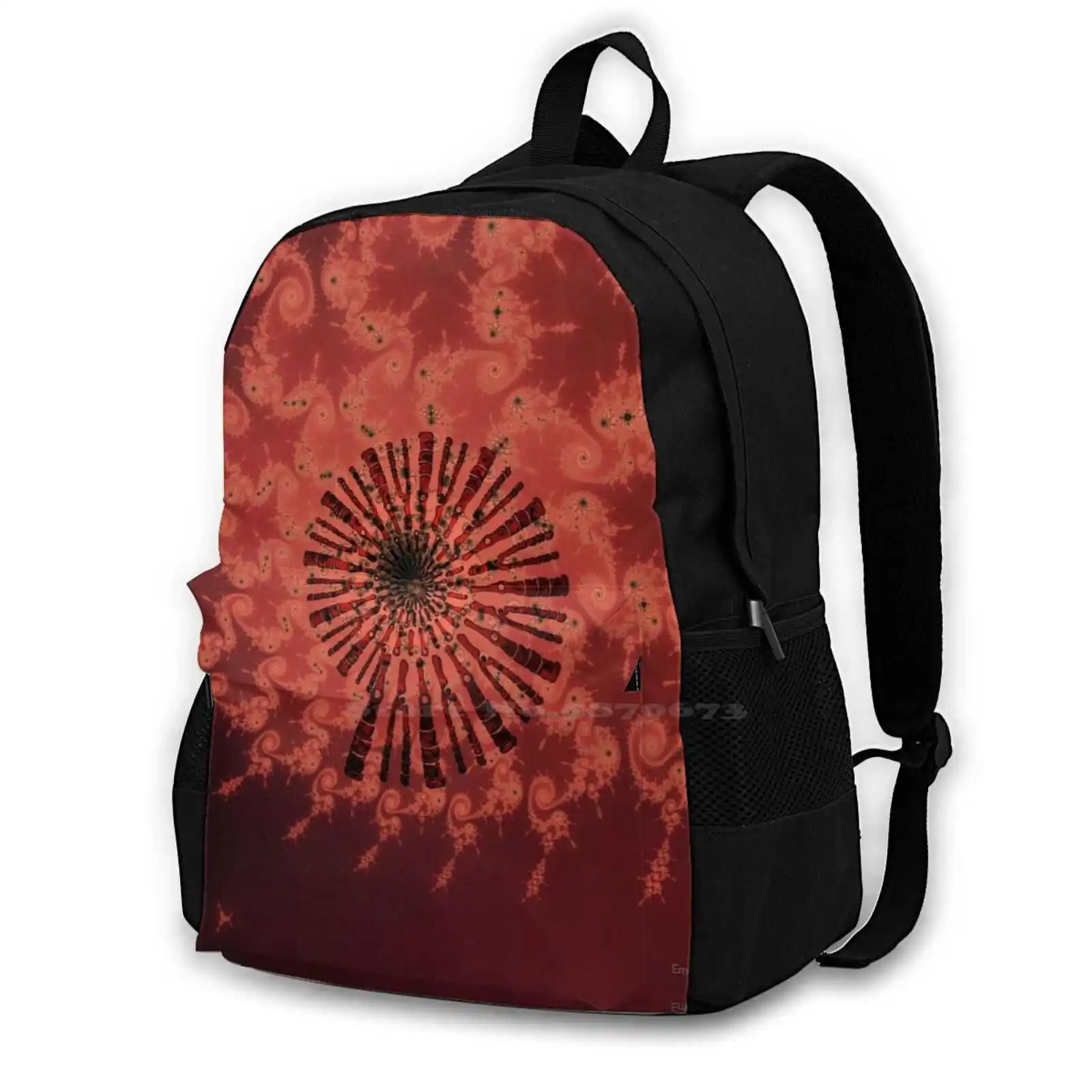 Red Fractal Nautilus Shell Hot Sale Schoolbag Backpack Fashion Bags Nautilus Shell Fractal Art Fractal Nautilus Golden Black