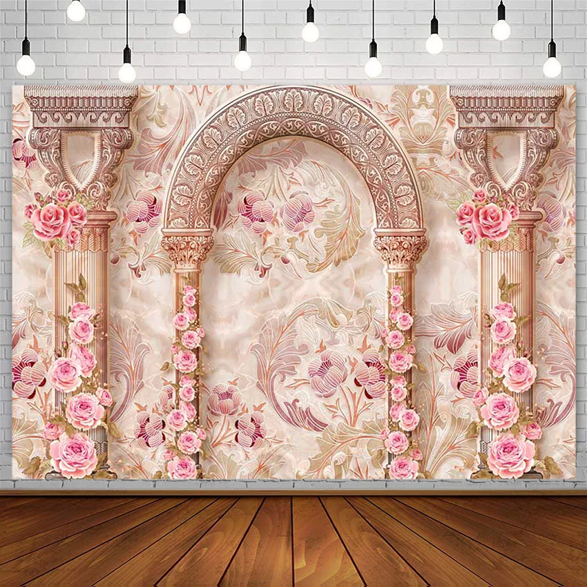 

Avezano Photography Background Pink Flower Vintage Wall Wedding Princess Birthday Portrait Decor Backdrop Photo Studio Props