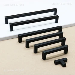 Door Handle Black Cabinet Handle Square Furniture Hardware Stainless Steel Kitchen Door Knobs Cupboard Wardrobe Drawer Pulls