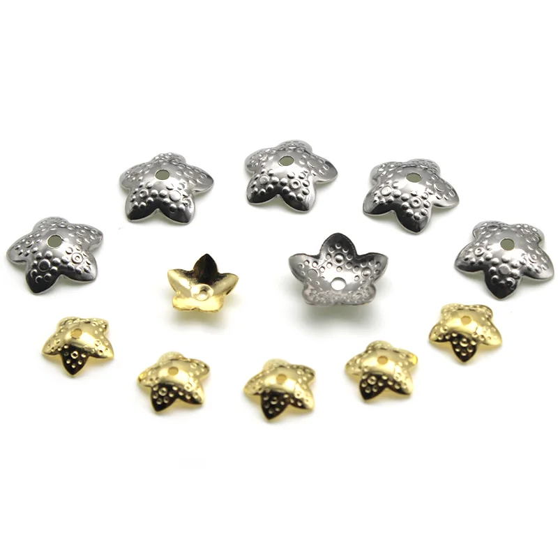 

50pcs 10mm Stainless Steel Gold Silver Flower Spacer Bead End Caps Bail Bead Caps Charm Fit DIY Neckace Jewelry Making Findings