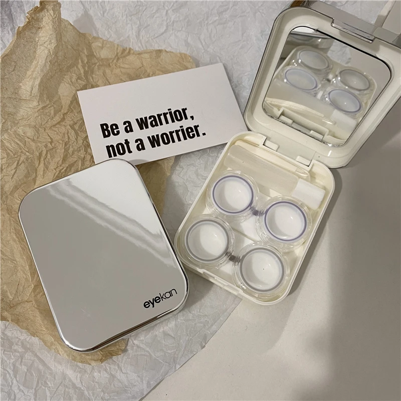 Gentleman Style Contact Lens Case With Mirror Ins Simple Beauty Lens Case Contact Lens Storage Box Gift