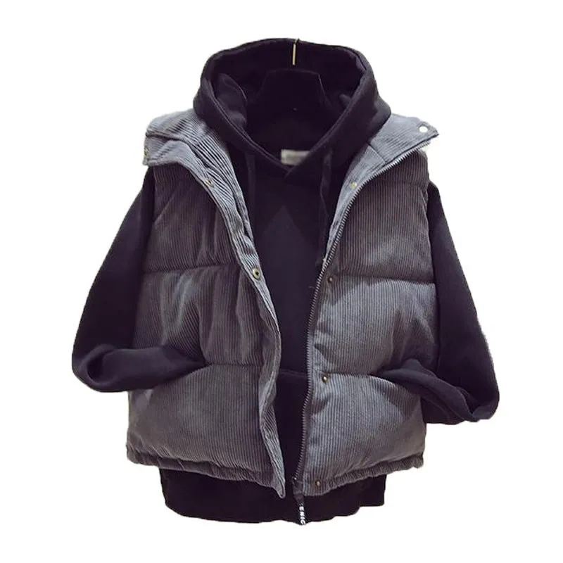 2023 gilet senza maniche da donna inverno caldo 2XL giacca in cotone di velluto a coste gilet senza maniche da donna semplice Veats