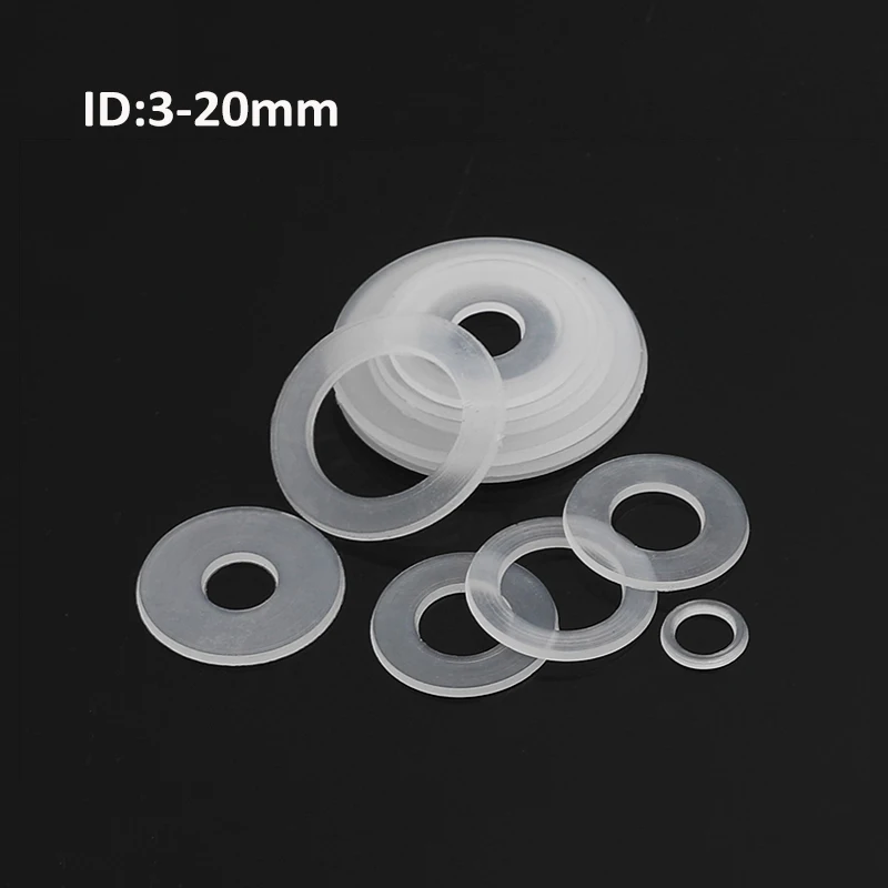 White Nylon Washers Plastic Flat Washer Spacer Seals  Gaskets Ring M3 M3.5 M4 M5 M5.8 M6 M8 M10 M12 M14 M16 M18 M20