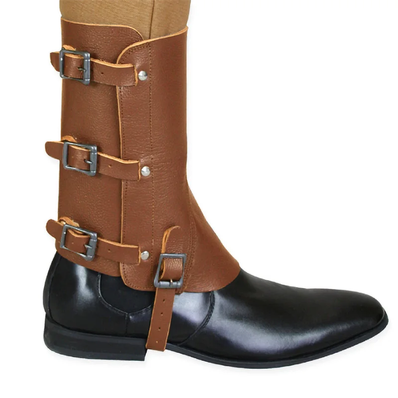 Couvre-Bottes en Cuir Steampunk Médiéval pour Homme, Alicante Militaire, Demi-chaps, Costume de oral alier, Accessoire de Randonnée