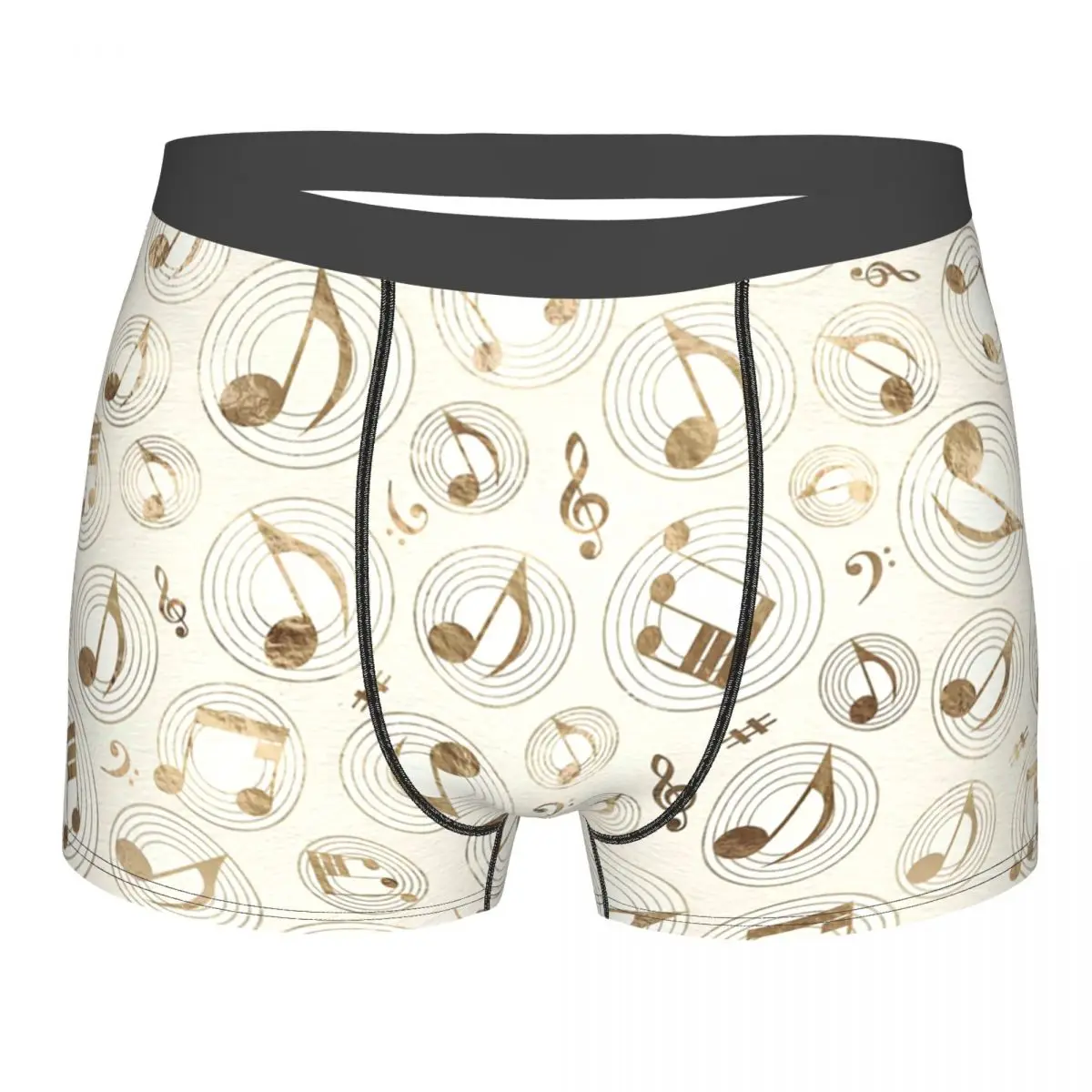 

Music Pattern - Pastel Gold Underpants Breathbale Panties Male Underwear Print Shorts Boxer Briefs