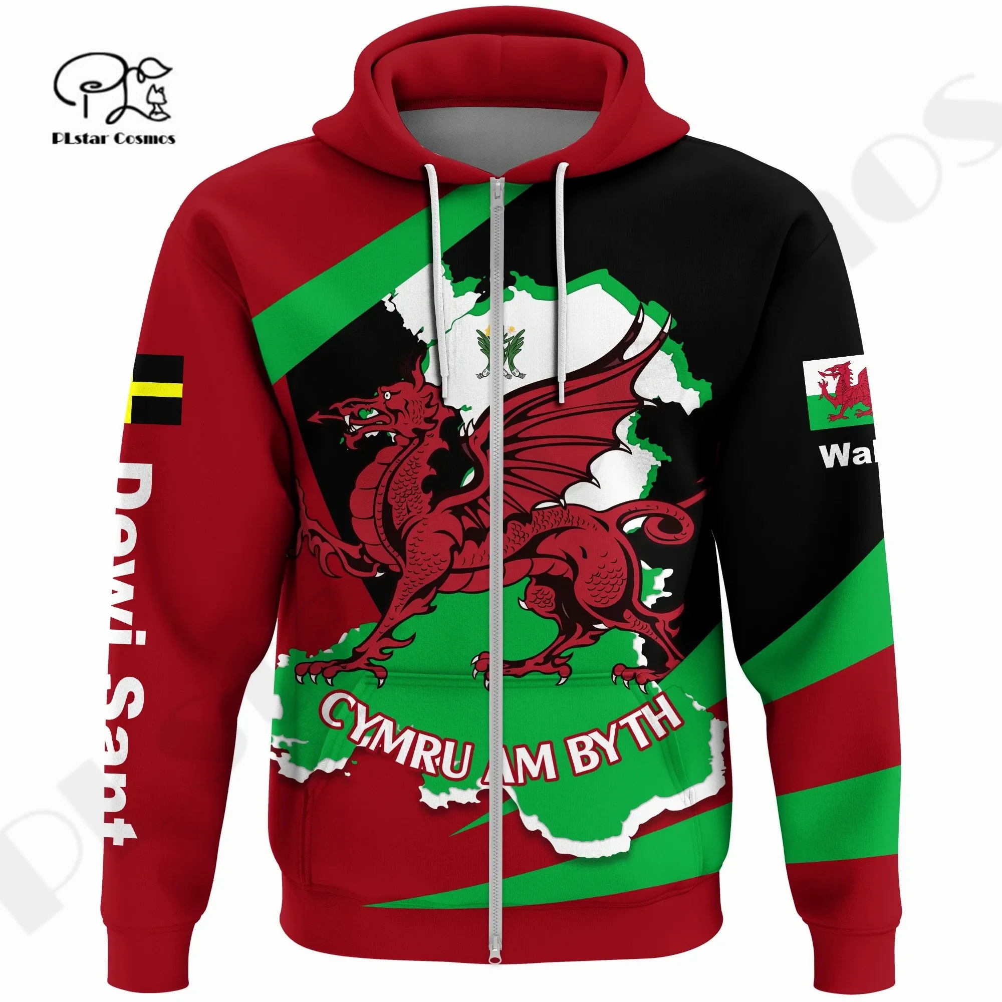 PLstar Cosmos 3DPrinted Newest Celtic Dragon Wales Unique Unisex Men/Women Hrajuku Streetwear Casual Hoodies/Zip/Sweatshirt B-1