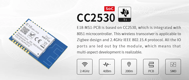 CC2530 Zigbee 2,4 GHz Drahtloser Sender-Empfänger Zigbee-Modul 4 DBm EBYTE E18-MS1-PCB für Smart Home PCB-Antenne mit großer Reichweite – Detail 2