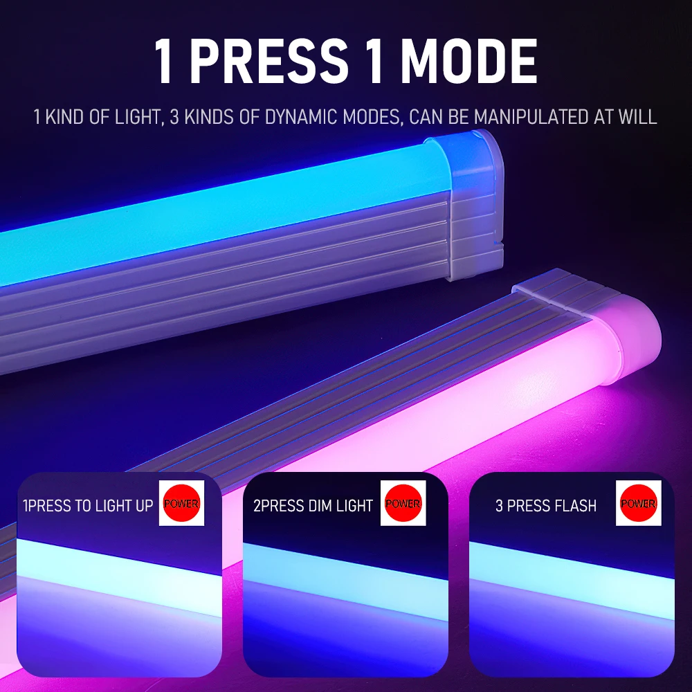 LED Night Light RGB Colorful Rechargeable Neon Tube Atmosphere Fill Lamps Handheld Lighting Decor For Home Bedroom Party Bar