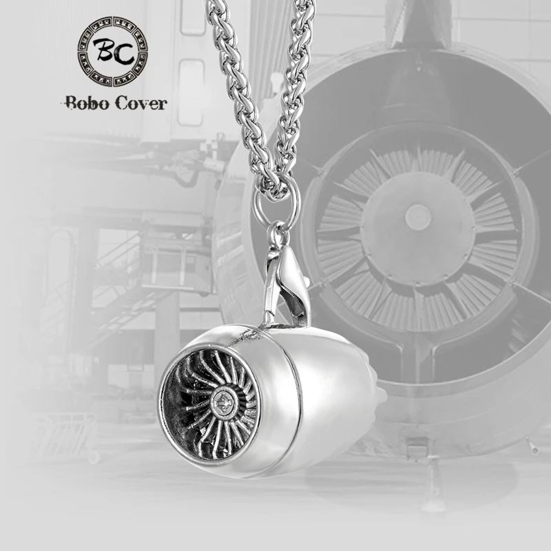 Airplane engine Pendant Necklaces Men Women Aircraft Turbine Brelok Bag Pendant Keychain Stainless steel Chain Fashion Jewelry