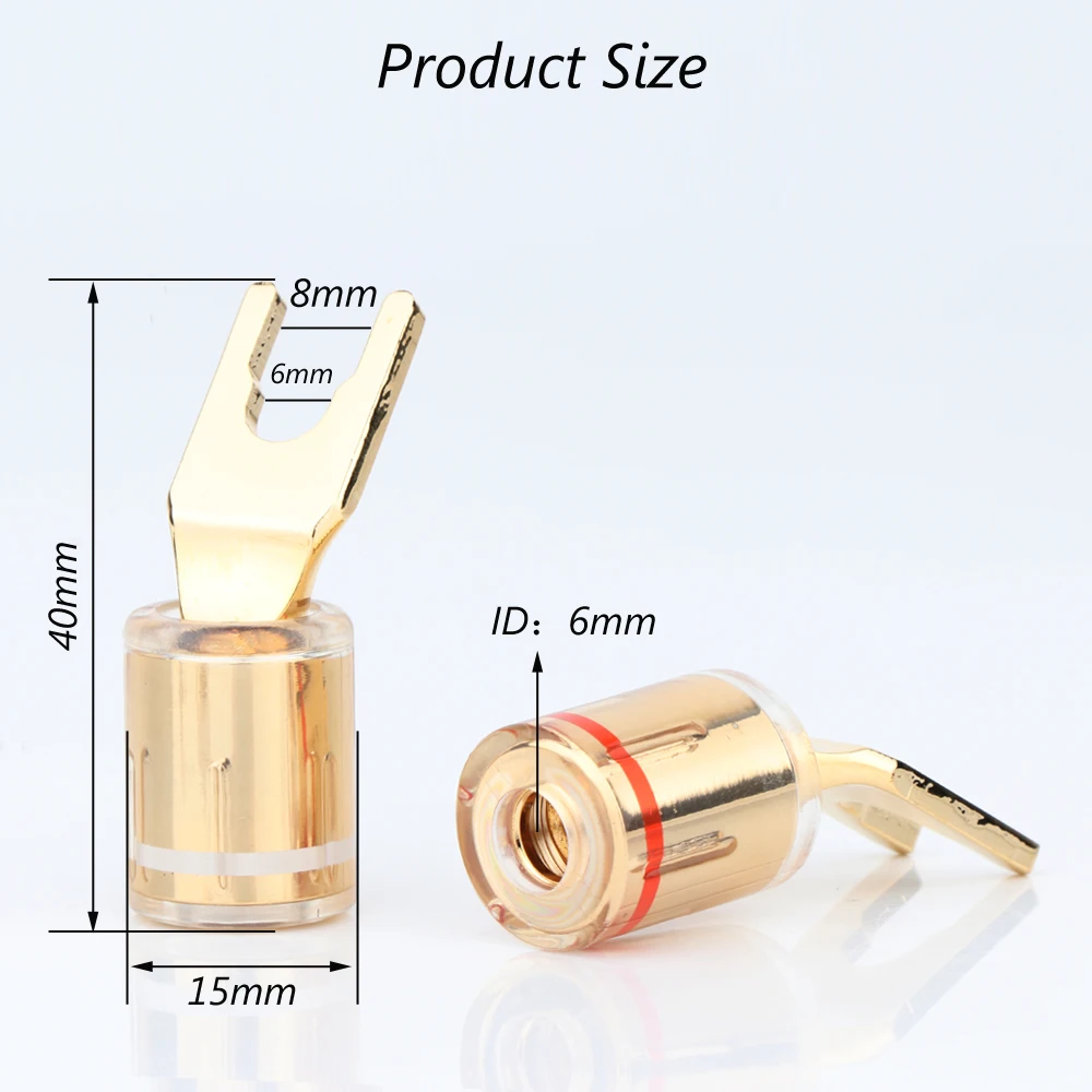 SY1528 High Quality HiFi Audio Speaker Cable Connectors Gold Plated Speaker Banana Y-Spade Plug Screw Type
