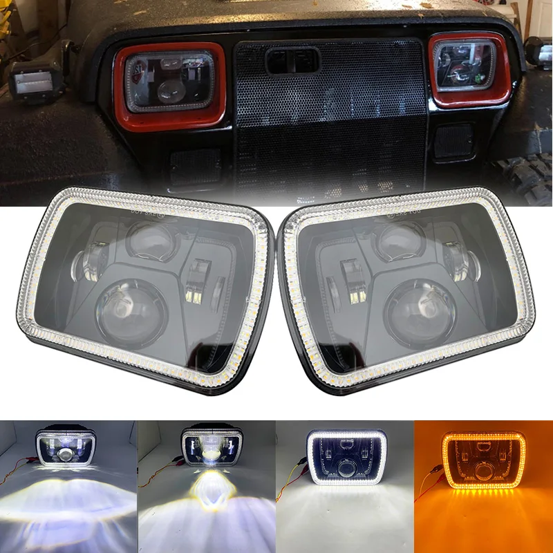 

2pc 7x6 LED Headlights 5x7 Rectangular Headlight For Jeep Wrangler YJ Cherokee XJ Comanche MJ H6054 H5054 6054 6052 Trucks