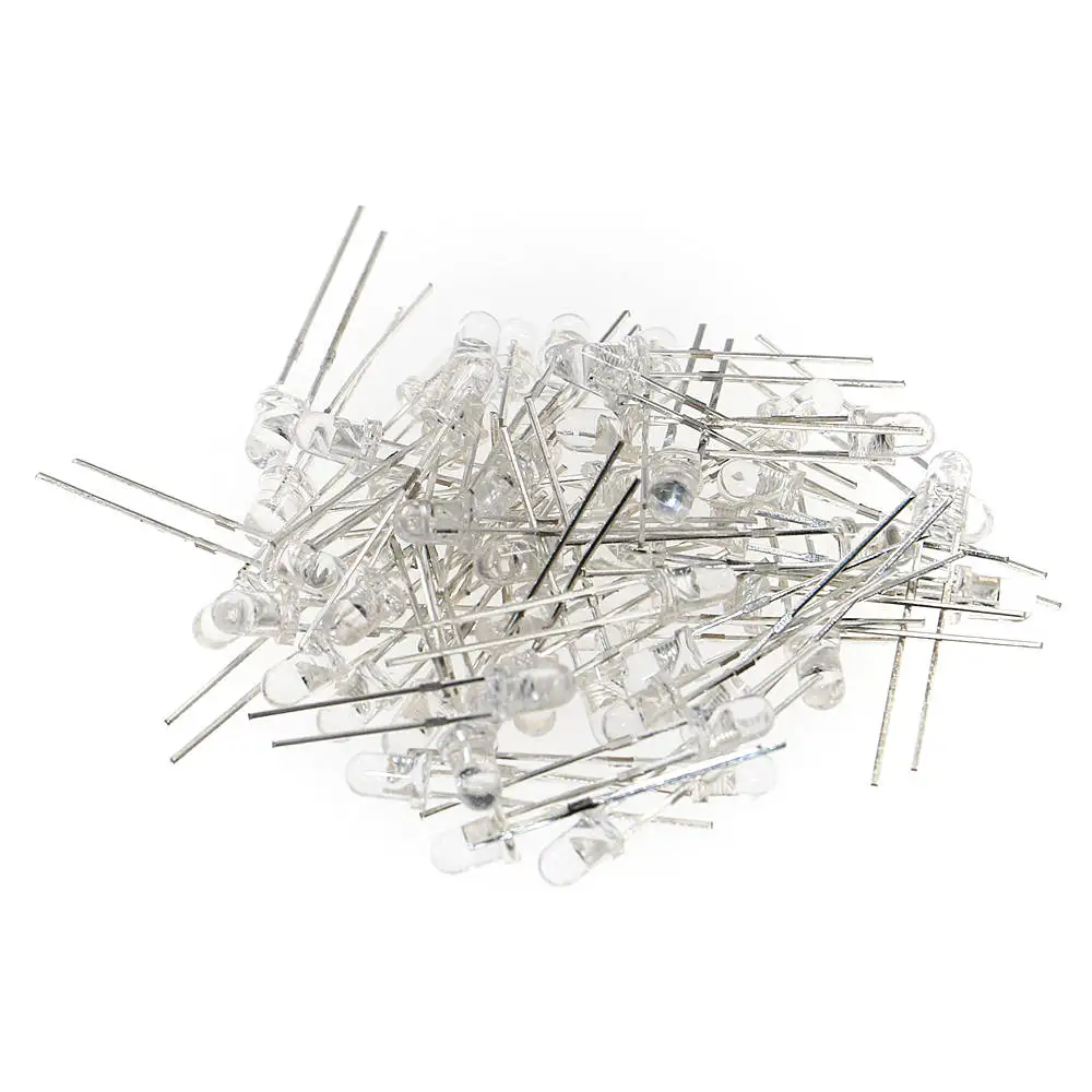 750Pcs 5 colors x 150pcs 3mm Diodes LED Transparent Ultra Light Yellow Red Blue Green White Assortment DIY Kit