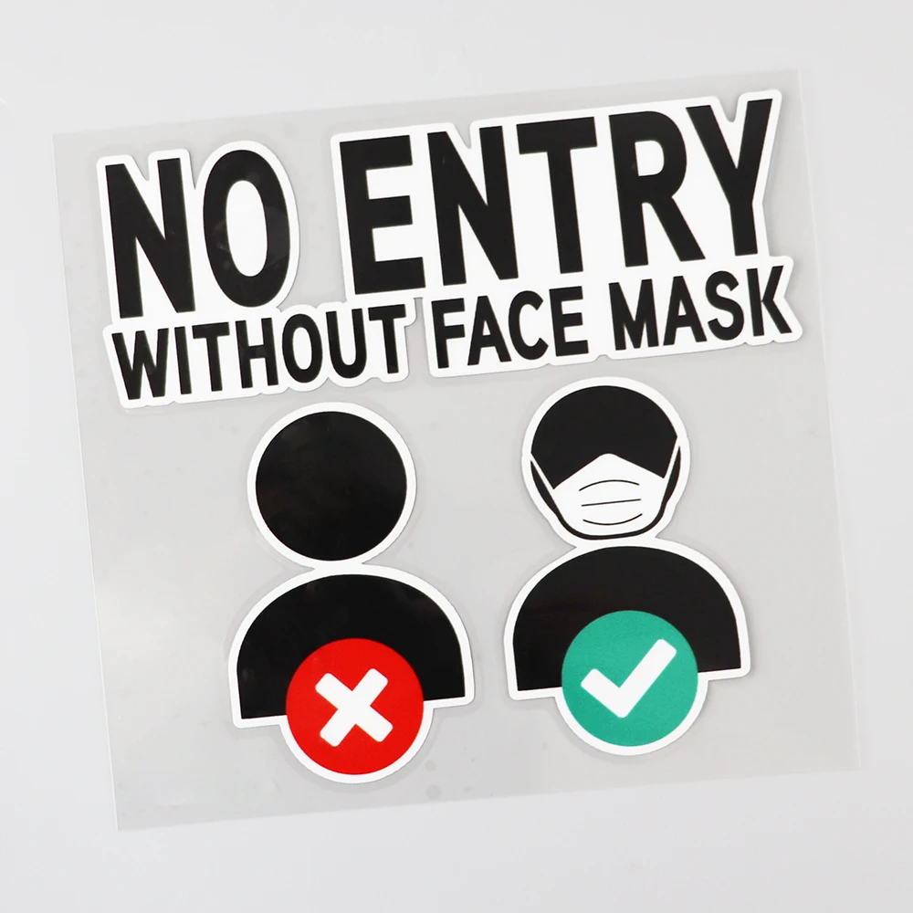 YJZT 15.2CM×14.1CM  No Entry Without Face Mask Decal Warning PVC Car Sticker 12C-0001