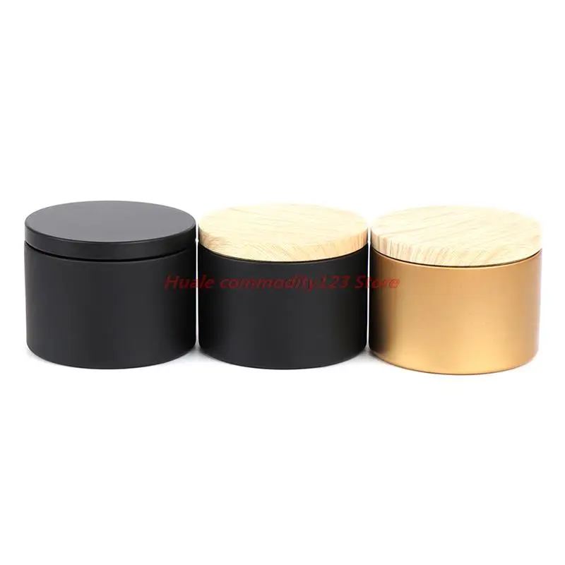 Empty Tin Storage Jar, Candle Making, Empty Storage Jars, Wood Grain Lids, Cosmetic Jar, Tea Box