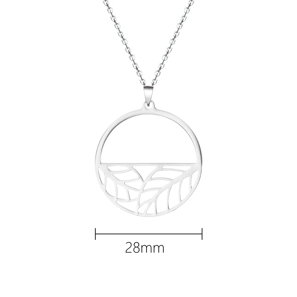 Yoiumit New Product Leaf Pendant Necklace Women Stainless Steel Chain Link Bohemian Interchangeable Leather Necklace Luxury Gift