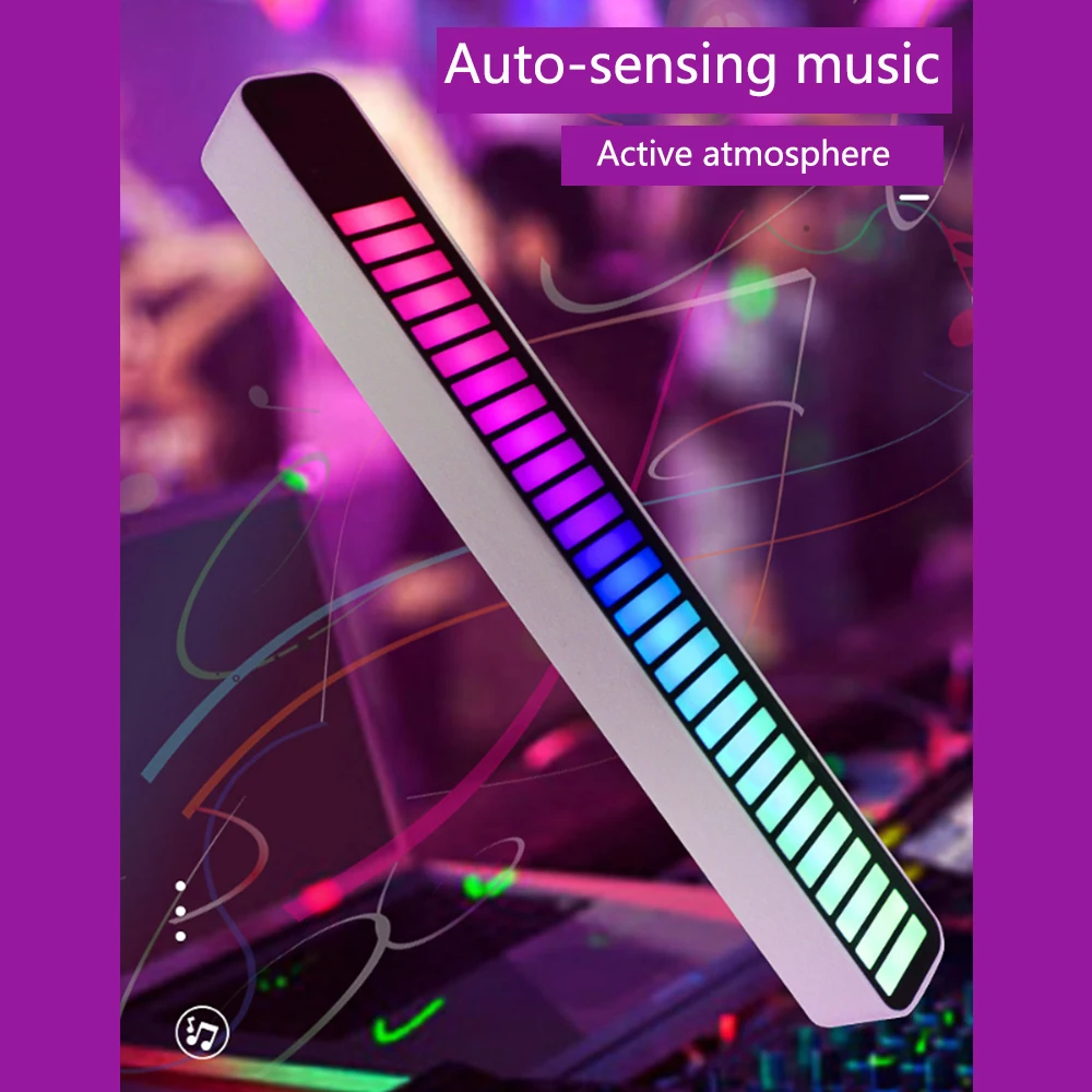 RGB Sound Control LED Light, Voice Activated Rhythm Lights, App Control, Pickup, Color, Ambient Light Bar, Music