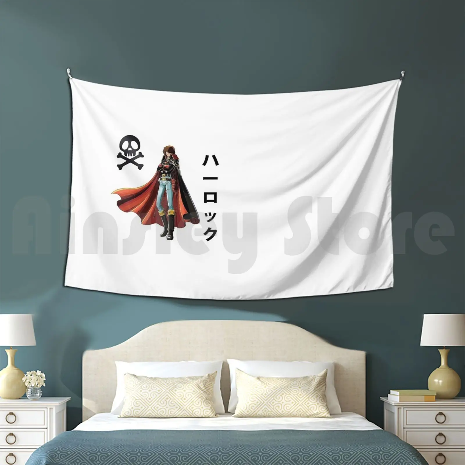 Harlock's Le Albator Tapestry Living Room Bedroom Atlantis Skulls D Arcadia Dark Harlock Kaizoku Privateer Space