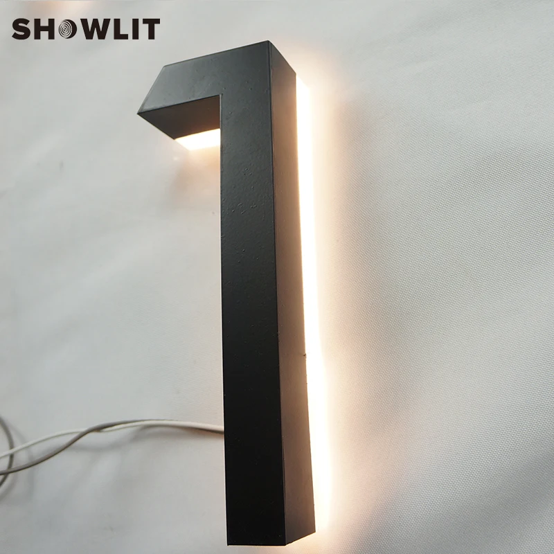 Black Door Number Stainless Steel Backlit Door Numbers