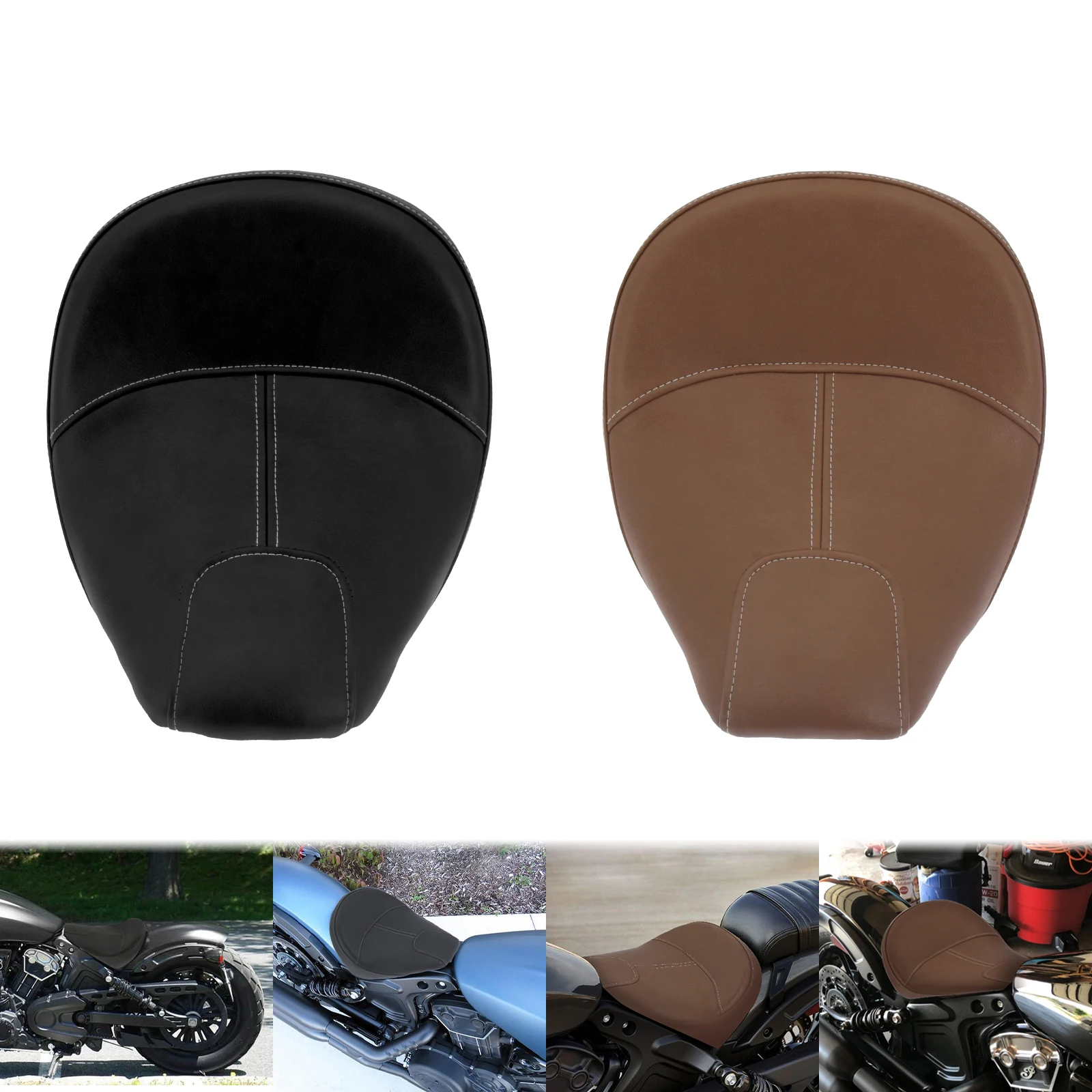 Motocykl kůže ovladač přední zadní cestující Seat jezdecké sedlo pillion Seat black/brown pro indický skautské šedesát 16-2020 skautské 2015-20