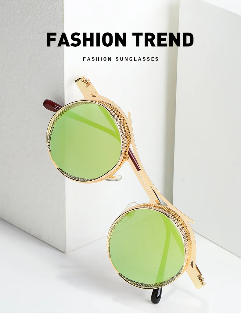 Steampunk Sonnenbrille Männer Mode Runde Punk Gläser Frauen Vintage Luxus Retro Vasos Decorativos Gafas De Sol Zonnebril Heren – Detail 5