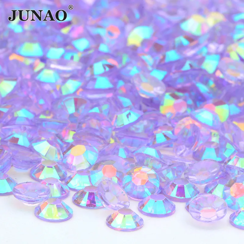 JUNAO 2mm 3mm 4mm 5mm 6mm Wholesale Transparent Pink AB Glitter Rhinestones Resin Nail Gems for Face Nail Art Accessories